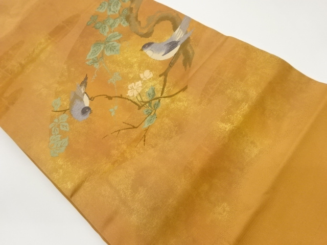 JAPANESE NAGOYA OBI / WOVEN FLOWER & BIRD